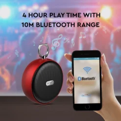 Bærbar Bluetooth højtaler, rød, TWS funktion, 800mAh batteri, 4 timers spilletid