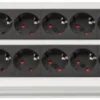 Brennenstuhl Premium-Duo-Alu-Line stikdåse, 2x8 schuko udtag, M/J, 3 meter ledning, sort
