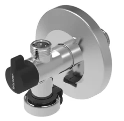 BROEN BALLOFIX dobbelt vinkelventil, 3/4" x 1/2" x 3/8", forkromet