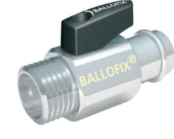 Broen BALLOFIX® kuglehane 3/4" x 18 mm. Nippel-Press. Med håndtag.