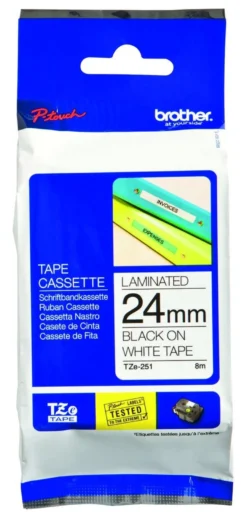 Brother P-Touch TZE251 tape Sort/hvid