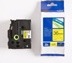 Brother TZe tape, 36mm x 8m, sort/gul