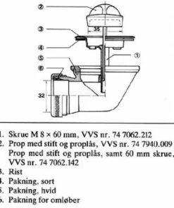 Bundventil, 1 1/4", Karfa, med prop, krom