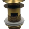 Bundventil push-up, 1 1/4", med overløb, børstet messing
