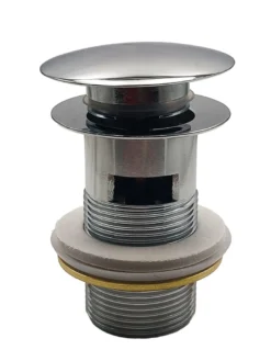 Bundventil push-up, 1 1/4" med overløb, krom