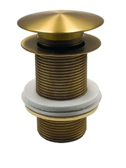 Bundventil push-up, 1 1/4", uden overløb, børstet messing