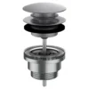 Bundventil, 1 1/4" x 63 mm, børstet stål PVD - LAUFEN