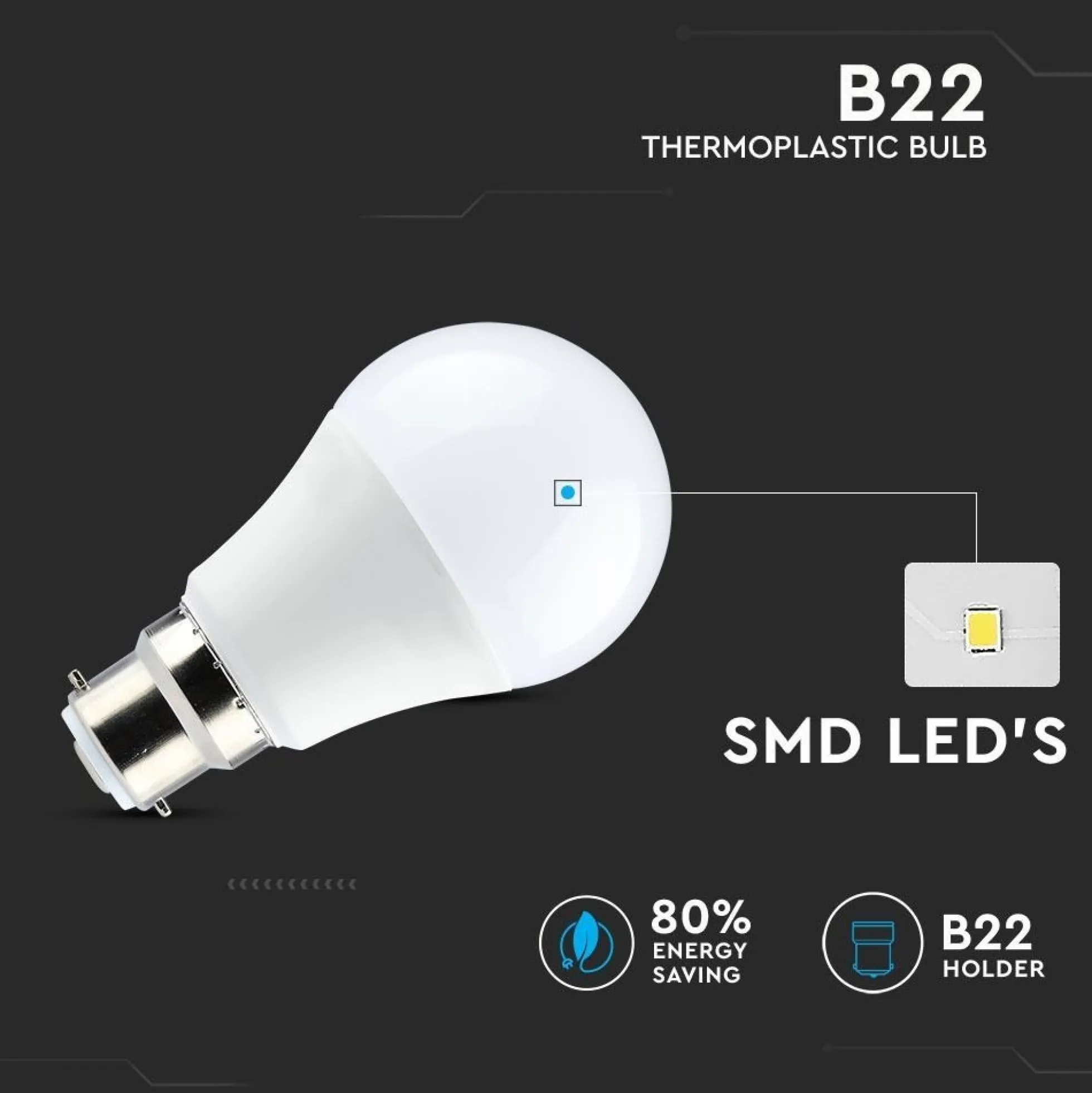 B22 9W LED pære - Kold hvid, ikke dæmpbar