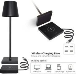 Candela LED bordlampe med trådløs opladning, IP54, touch dæmpbar