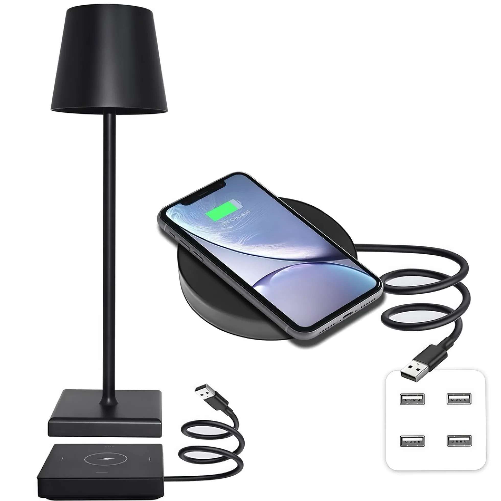 Candela LED bordlampe med trådløs opladning, IP54, touch dæmpbar