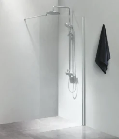 Cassøe fritstående væg, 90x200 cm, klart glas med forhængsstang