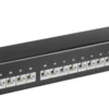 CAT6, 24-ports, 19" patchpanel, STP skærmet, sort, med LSA-tilslutning - MicroConnect