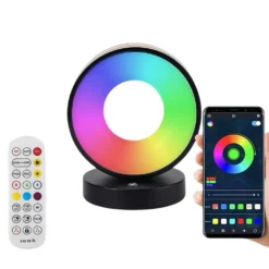 Cirkel RGBIC lampe, 18x15cm, Bluetooth, 5V USB