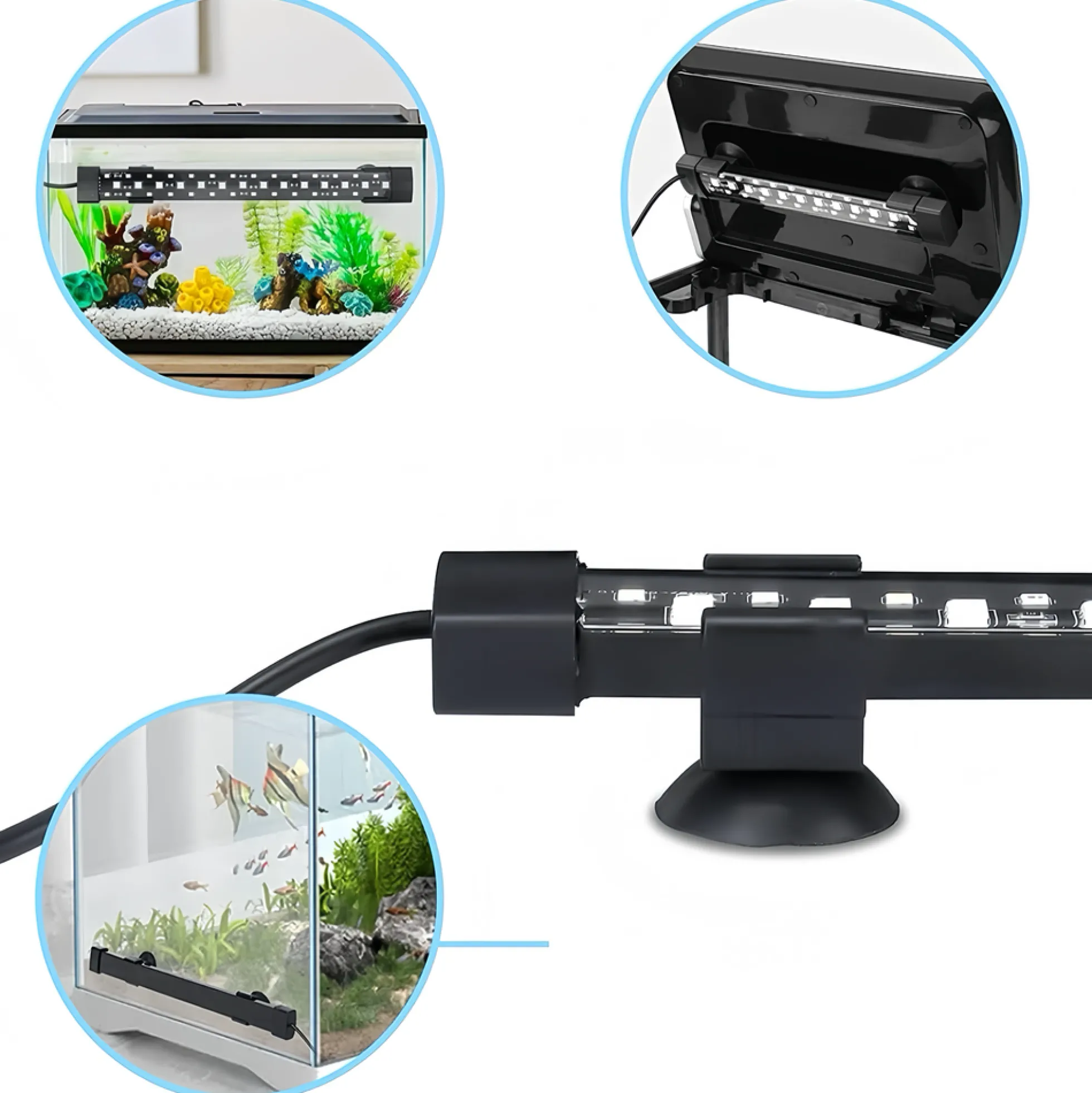 20 cm akvarie armatur, 8W LED, RGB+NW, IP68