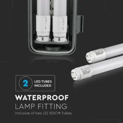150cm LED armatur, T8, 44W, IP65, 6400K, kold hvid