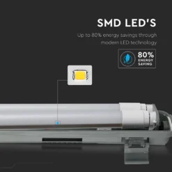 150cm LED armatur, T8, 44W, IP65, 6400K, kold hvid