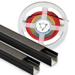240 cm lys til akustikpanel, sort, komplet sæt med aluprofil og COB LED strip, 3000K