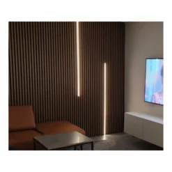240 cm lys til akustikpanel, sort, komplet sæt med aluprofil og COB LED strip, 3000K