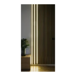 240 cm lys til akustikpanel, sort, komplet sæt med aluprofil og COB LED strip, 3000K