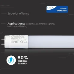 60cm / 10W T8 LED rør, Samsung LED chip, Kold hvid (6400K), 850 lumens, 160° spredning - VT-061.cw (restsalg)