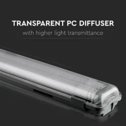 120cm 36W vandtæt komplet LED armatur, IP65, inkl. 2x 18W 6400K LED rør, kold kulør