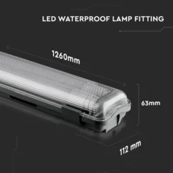 120cm 36W vandtæt komplet LED armatur, IP65, inkl. 2x 18W 6400K LED rør, kold kulør