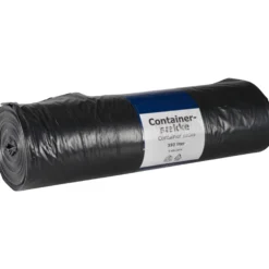 Containersæk LDPE/genanvendt, til tungt affald og udendørs, 350l, sort, 146x160cm - ABENA - 10 stk