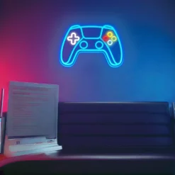 Controller neon skilt gamepad, LED lys, stor model 39x27 cm, 5V DC USB