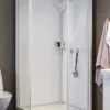 CONTURA SHOWER brusekabine, firkantet, 800x800x2010mm, klar glas, hvid profil, skydedør