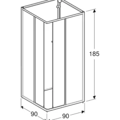 Contura Shower Next kabineoverdel NKH 99 VK, 90x90 cm, 190 cm høj, hvid/klar glas