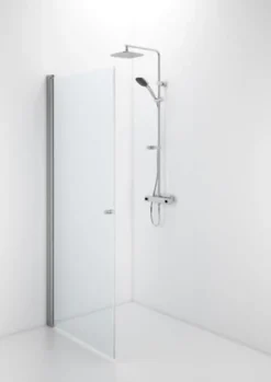 Contura Shower Space lige dør, mat profil/klart glas, SPNK 600, knopgreb