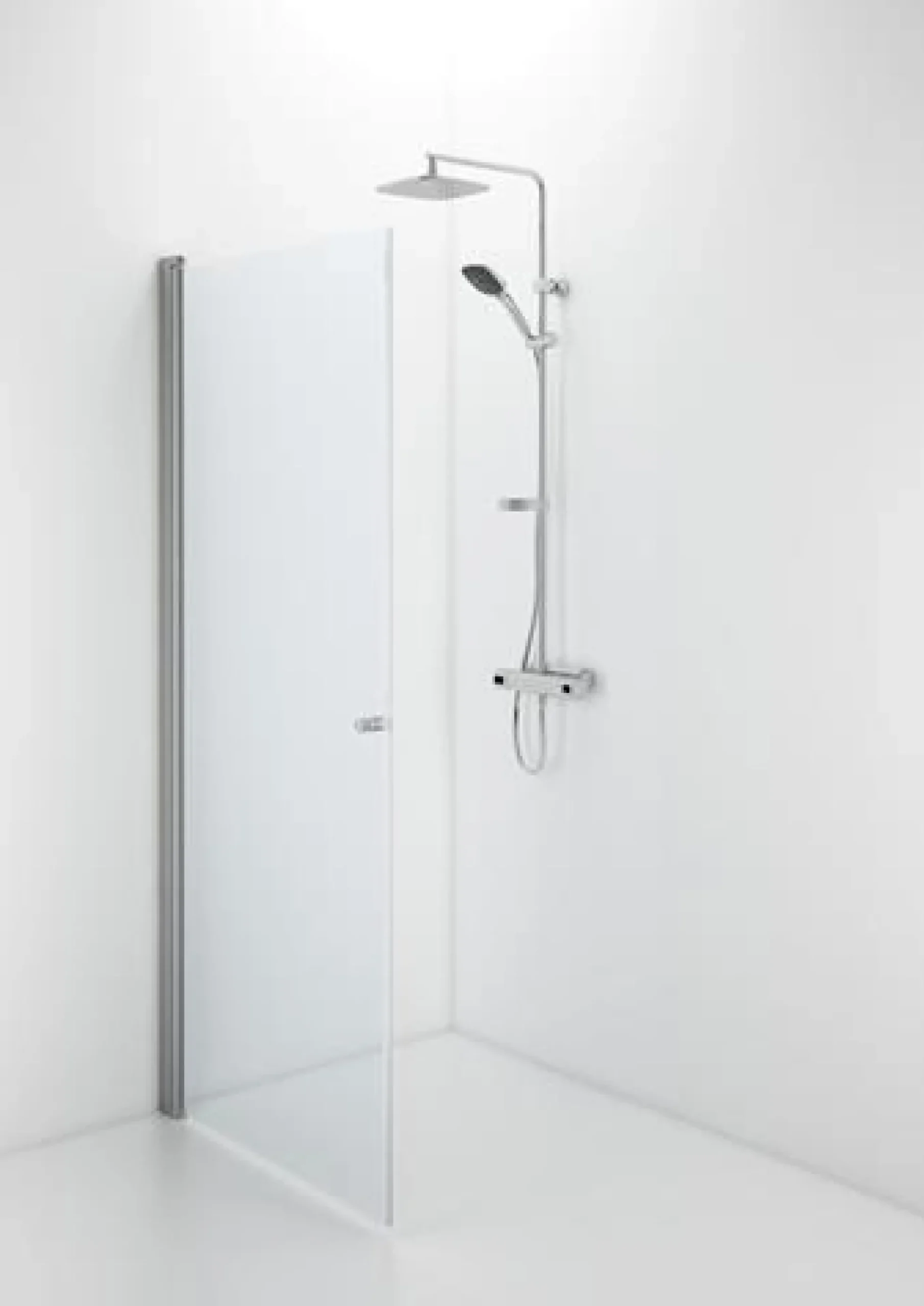 Contura Shower Space lige dør, mat profil/klart glas, SPNK 900, knopgreb