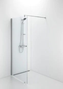 Contura Shower space sfnk 600 fast væg, klart hærdet glas og alu.profil