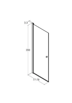 Dansani brusedør, H:200x77-79 cm, sort/klar