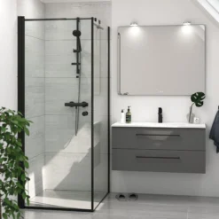 Dansani brusedør, H:200x77-79 cm, sort/klar