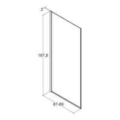 Dansani brusevæg, klart glas, 1978 x 870-890 x 6 mm, krom