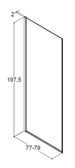 Dansani D81-03 fast væg, 197,5 x 77-79 cm, sort/klart glas