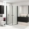 Dansani E91-03 halvrund dør, 200 x 72-74 cm, sort/klart glas
