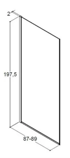 DANSANI Fast væg, højde 197,5 cm, bredde 87-89 cm, matsort profil, klart glas