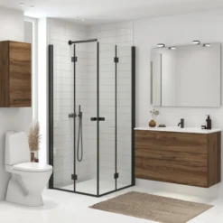 DANSANI Foldedør, 200 cm, 67-69 cm, sort/klar