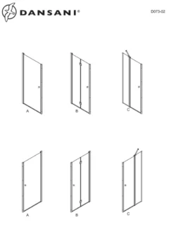Dansani Match Brusedør, 200 cm, 67-69 cm, klart glas