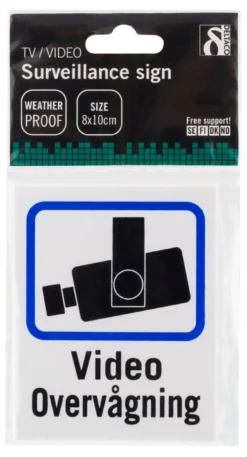 Dansk TV/Videoovervågning i plastik, 8x10cm, 2-pack DELTACO