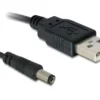 DeLock 82197 kabel USB Power to DC 5.5 x 2.1 mm han 1.0m, sort