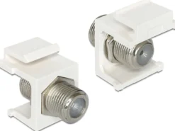 DeLOCK Keystone modul, F-kontakt hun - F-kontakt hun, 75 Ohm, hvid