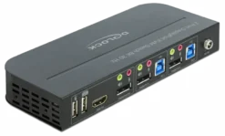 Delock KVM Switch, DisplayPort 1.4, 8K 30 Hz, med USB 3.0 og Audio