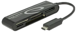Delock USB 2.0 Card Reader, USB-C male, 5 Slots, up to 480 Mbps, sort
