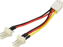 DELTACO Adapterkabel til 3-pins blæser, Y-kabel 2-1