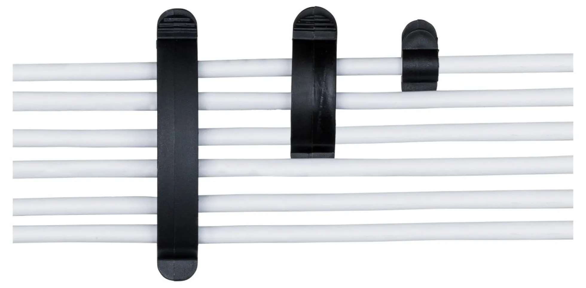 DELTACO adhesive cable clamps in plastic, 1/3/6 slots, 10-pack, sort