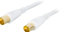 DELTACO antennkabel, 75 Ohm, guldbelagte stik, 7m, hvid