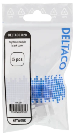 DELTACO blank cover for Keystone ports, 5-pack, hvid